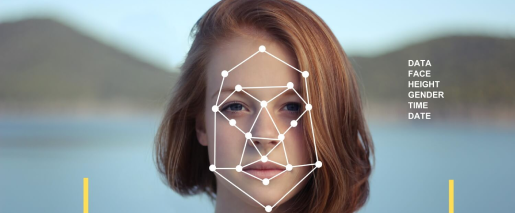 Girl's face with face recognition